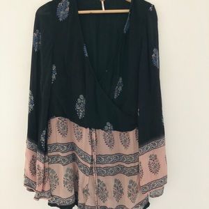 Free People Floral Long Sleeve Romper